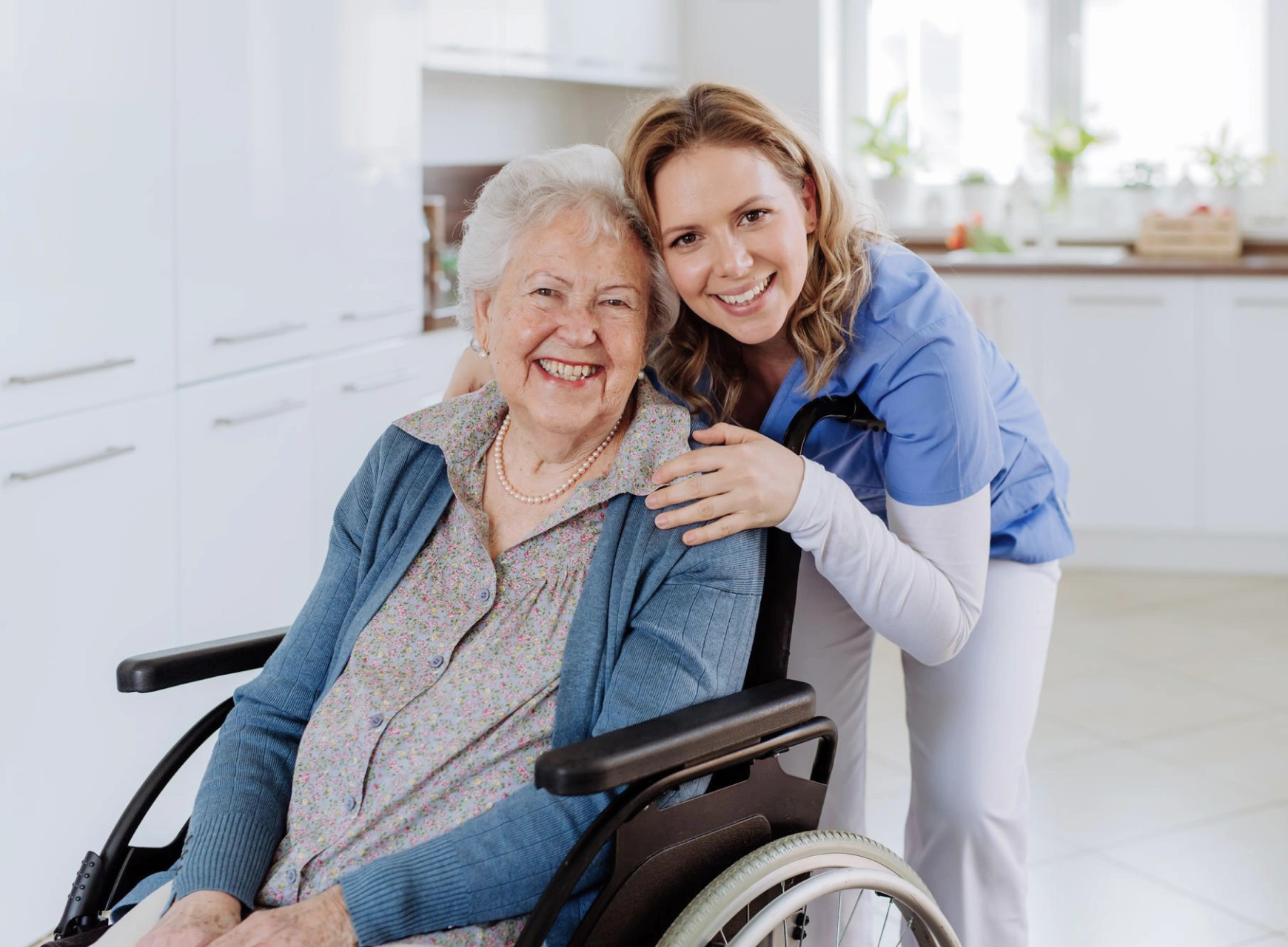 Support worker helping client